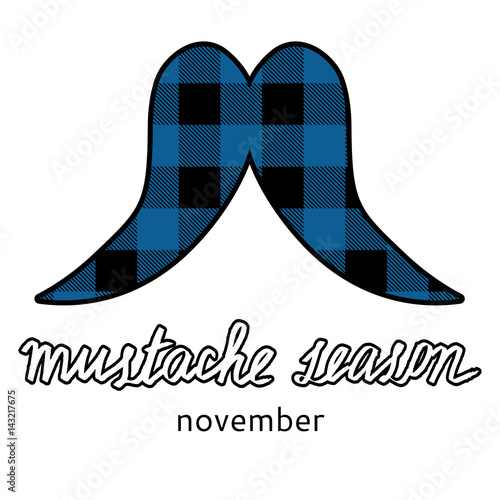 Movember mustache logo image. Mustache season icon.