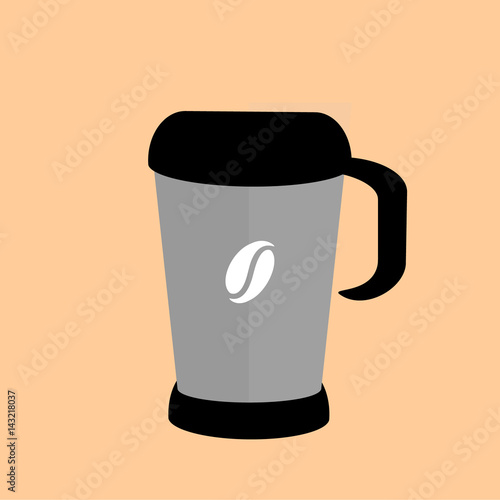 Thermos for tea coffee simple icon on round background