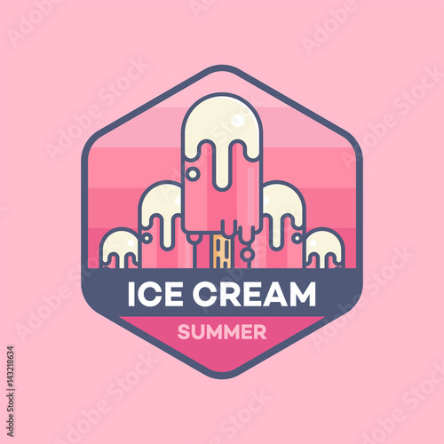 Ice Cream Logo Line Minimal Style Vector Illustration