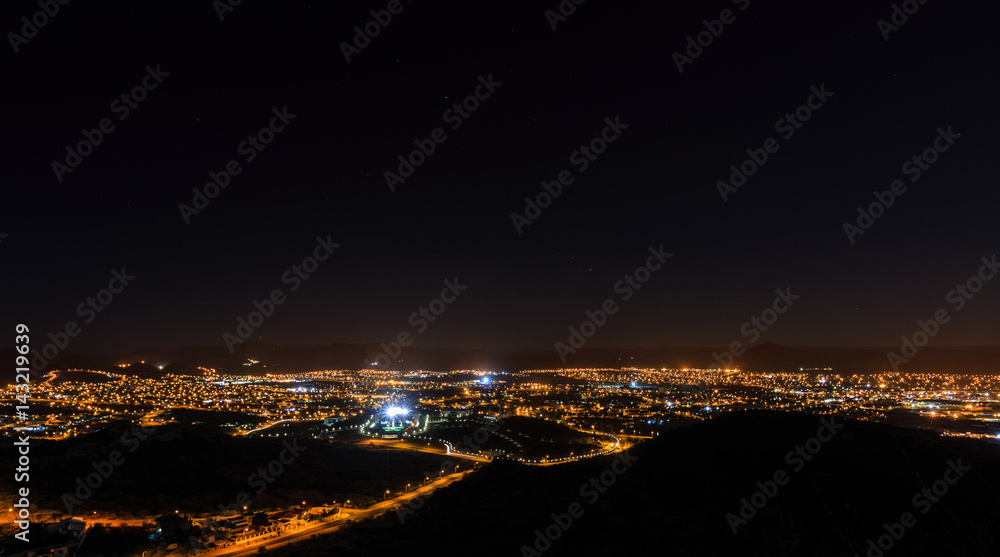 Windhoek bei Nacht, Blick Richtung Süden