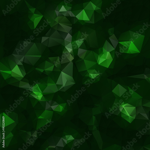 Dark low polygon triangle background in green colors
