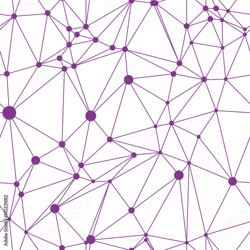 White seamless pattern with purple points and connections