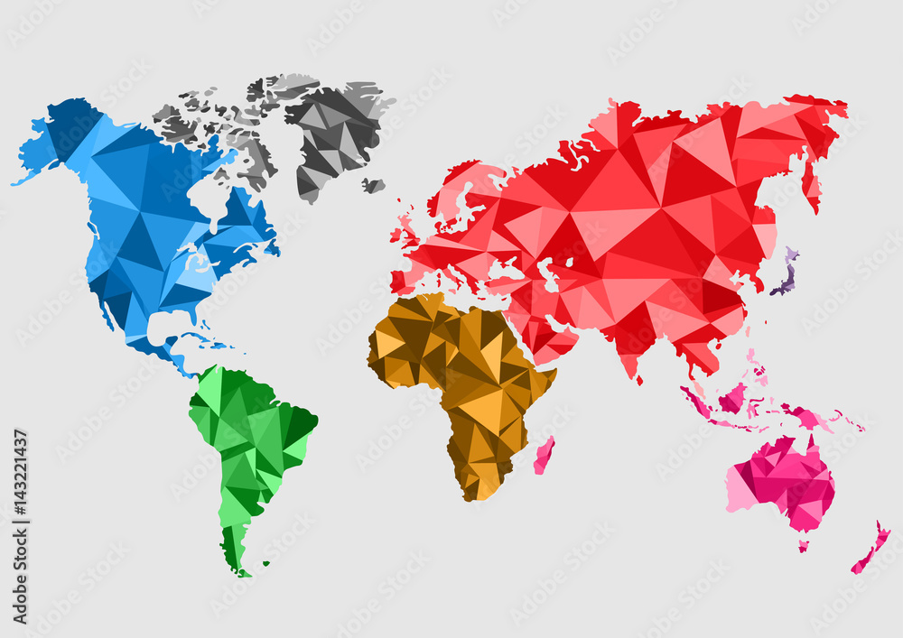 Obraz mapy Ziemi. mapa świata low poly. Ilustracji wektorowych