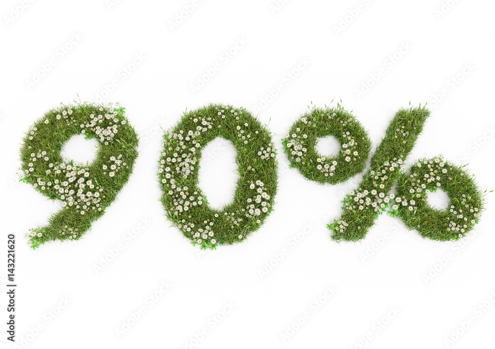 3D rendering of grass 90 percent discount isolated on white 3D rendering of grass 90 percent discount isolated on white