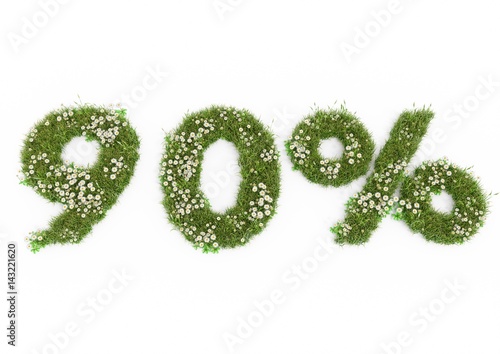 3D rendering of grass 90 percent discount isolated on white