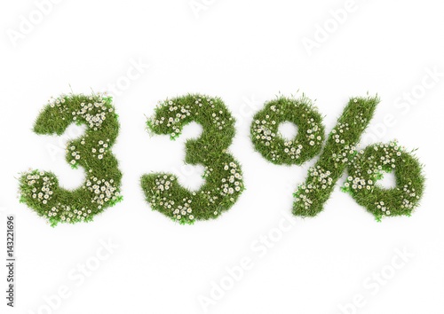 3D rendering of grass 33 percent discount isolated on white