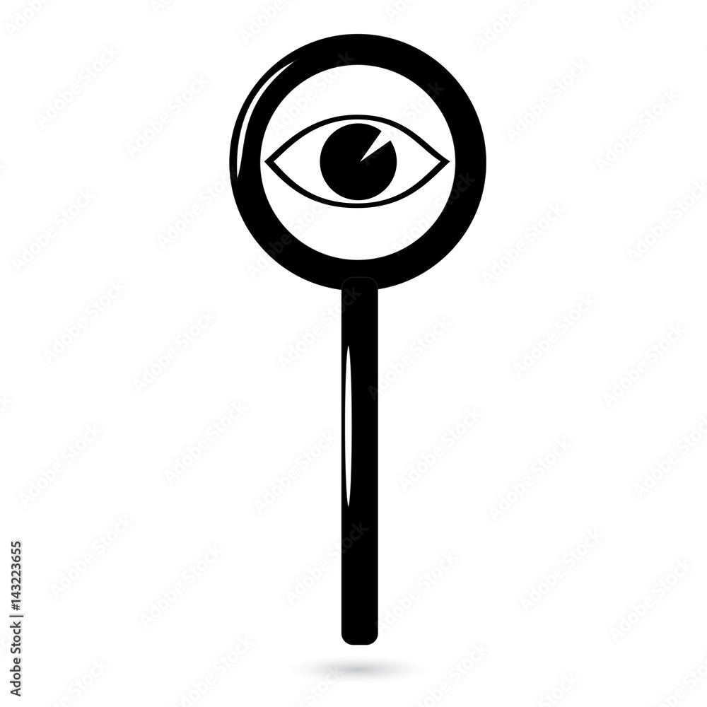 Eye icon looking through a magnifying glass Eye icon looking through a magnifying glass