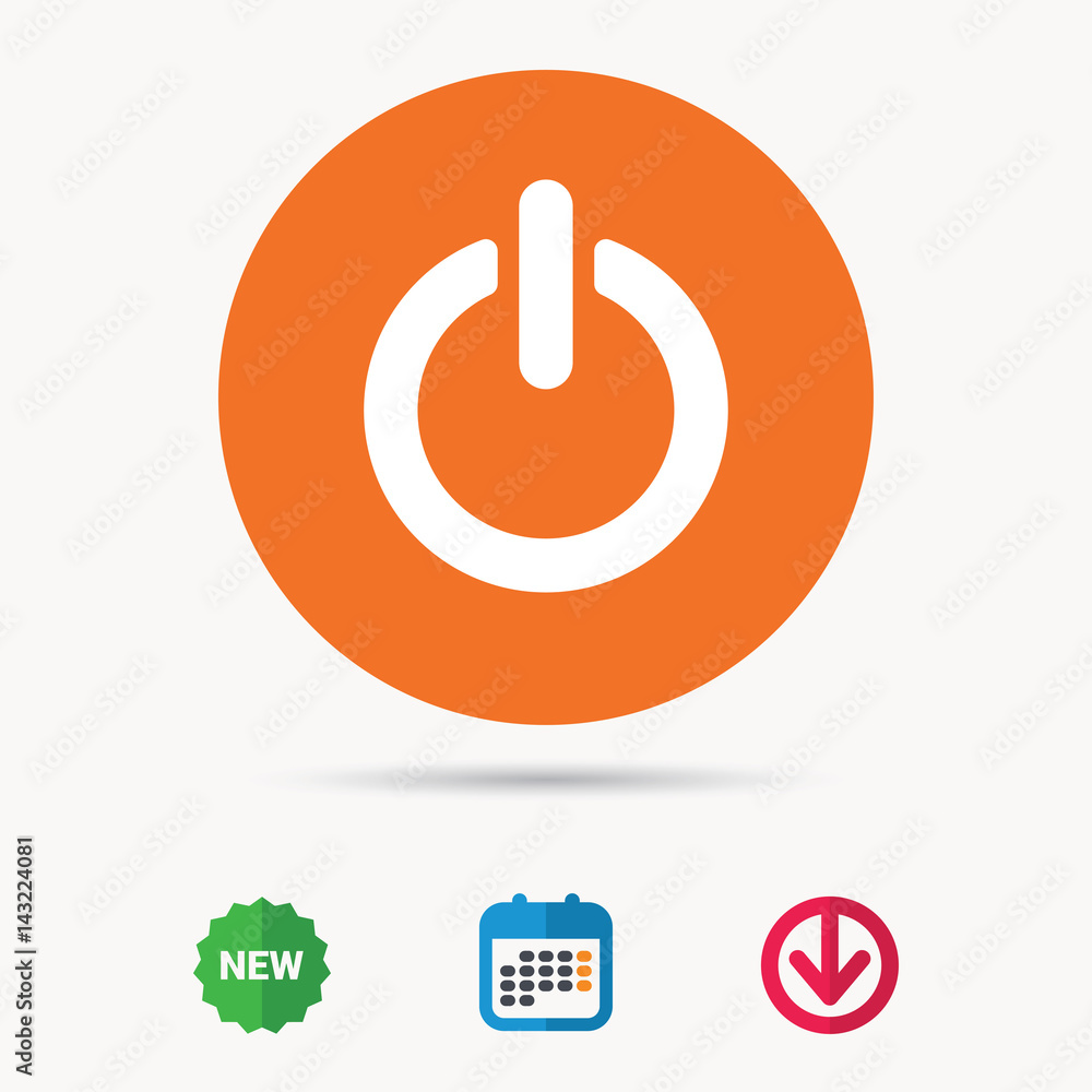 On, off power icon. Energy switch symbol. Calendar, download arrow and ...
