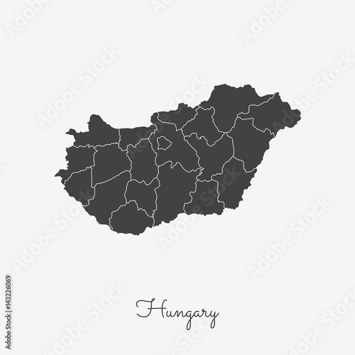 Billede på lærred Hungary region map: grey outline on white background