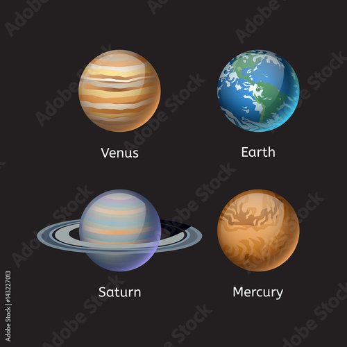 High quality solar system planet galaxy astronomy earth science globe orbit star vector illustration.