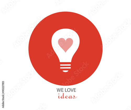 Lightbulb with heart as idea concept 