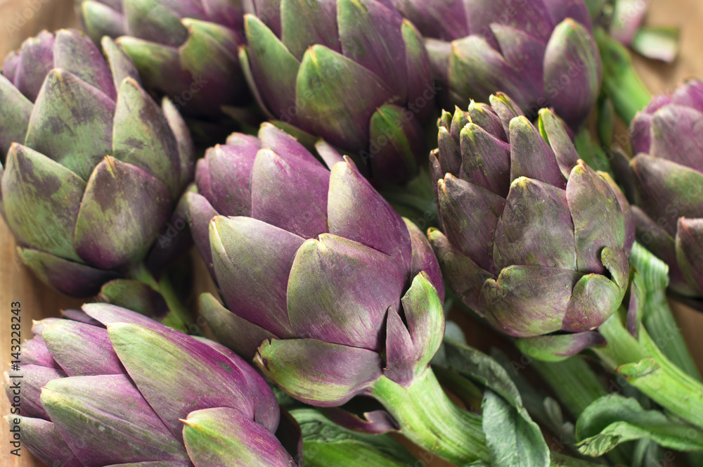 Ingredients. Background with fresh textured artichokes Ingredients. Background with fresh textured artichokes