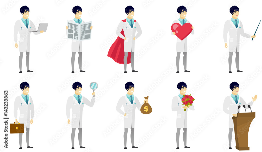 Vector set of illustrations with doctor characters Vector set of illustrations with doctor characters