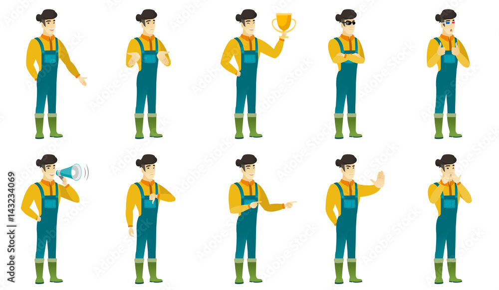 Vector set of illustrations with farmer characters Vector set of illustrations with farmer characters