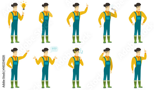 Vector set of illustrations with farmer characters