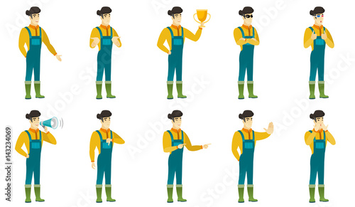 Vector set of illustrations with farmer characters