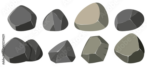 Different shapes of rocks