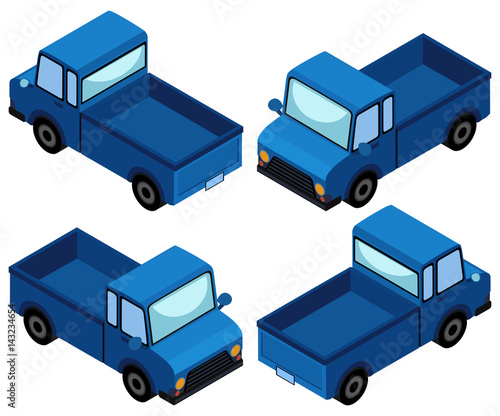 Blue truck in four different angles