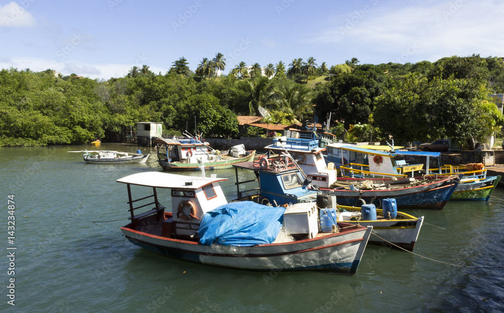Barcos de pesca artesanal, Pirangi, Natal, Brasil