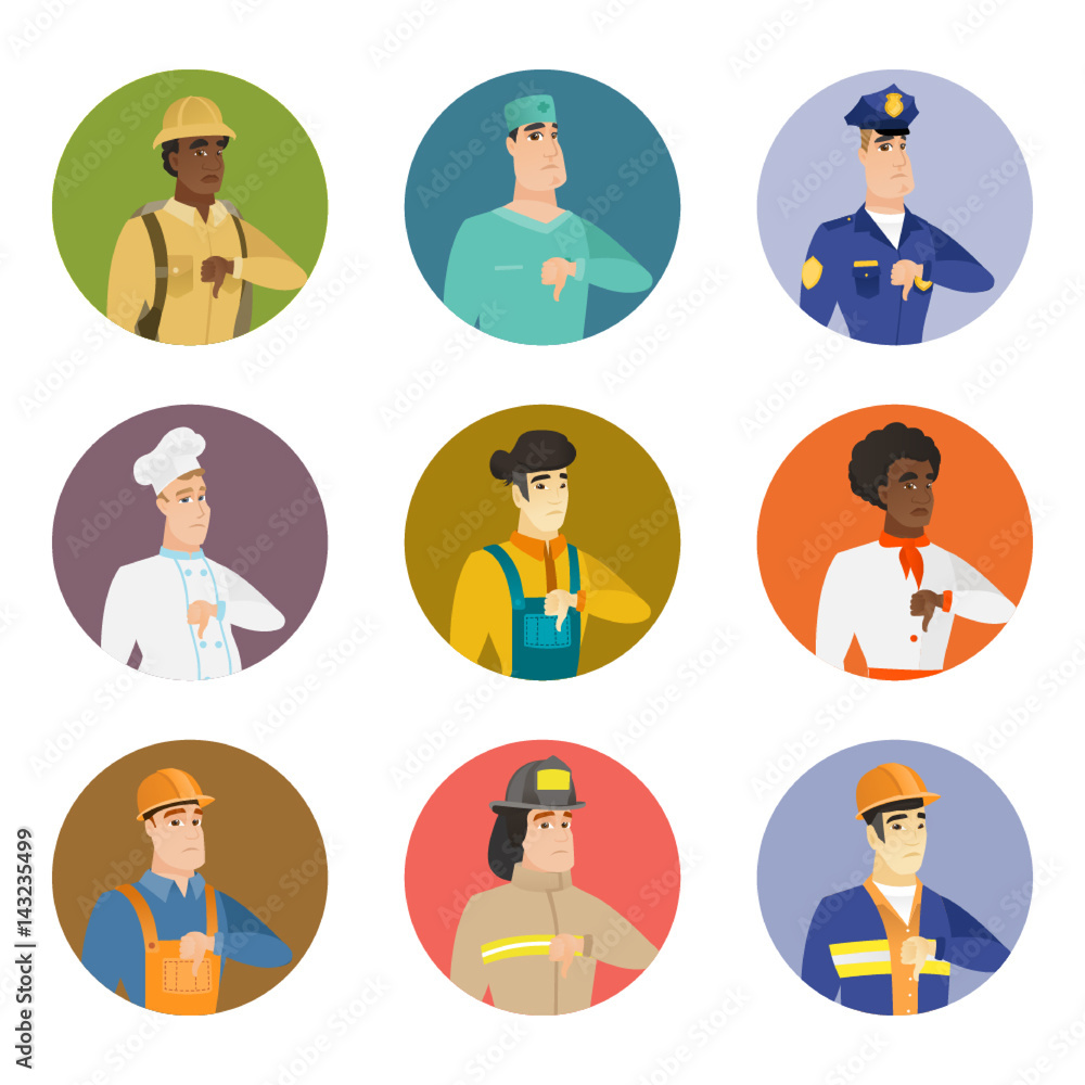 Vector set of characters of different professions.