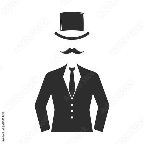 Vintage style design hipster gentleman vector illustration black silhouette design mustache element.