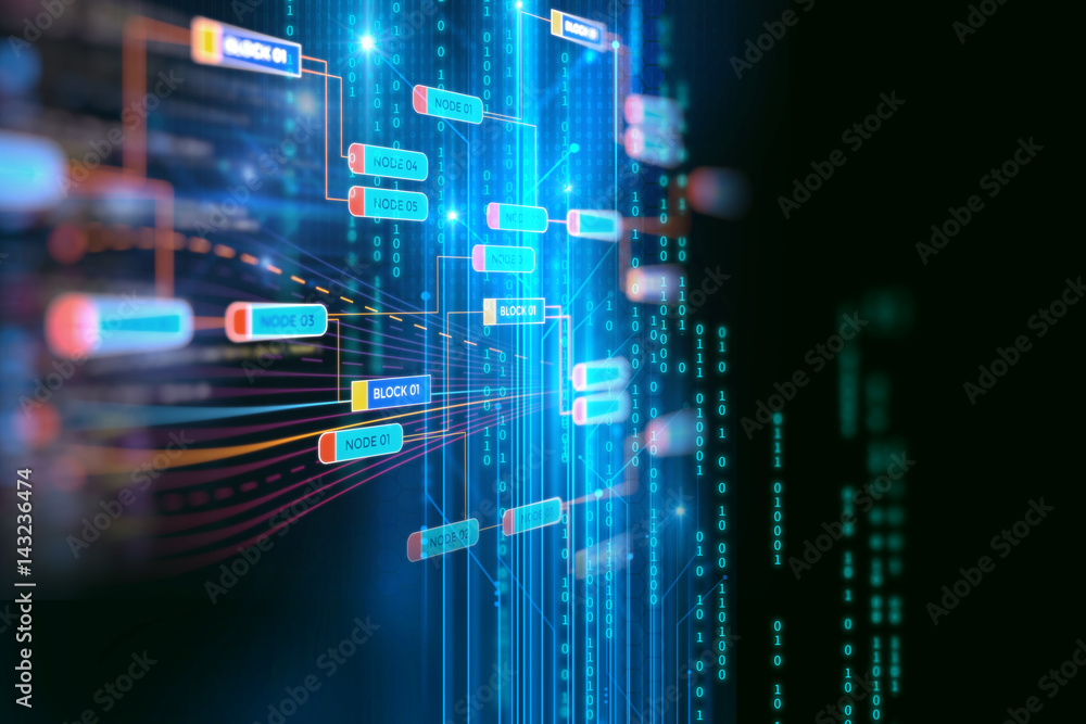Block chain network concept on technology background Block chain network concept on technology background