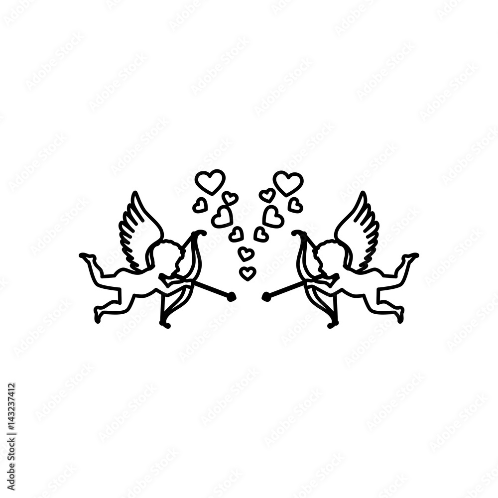 Obraz premium love card with cupid angel vector illustration design