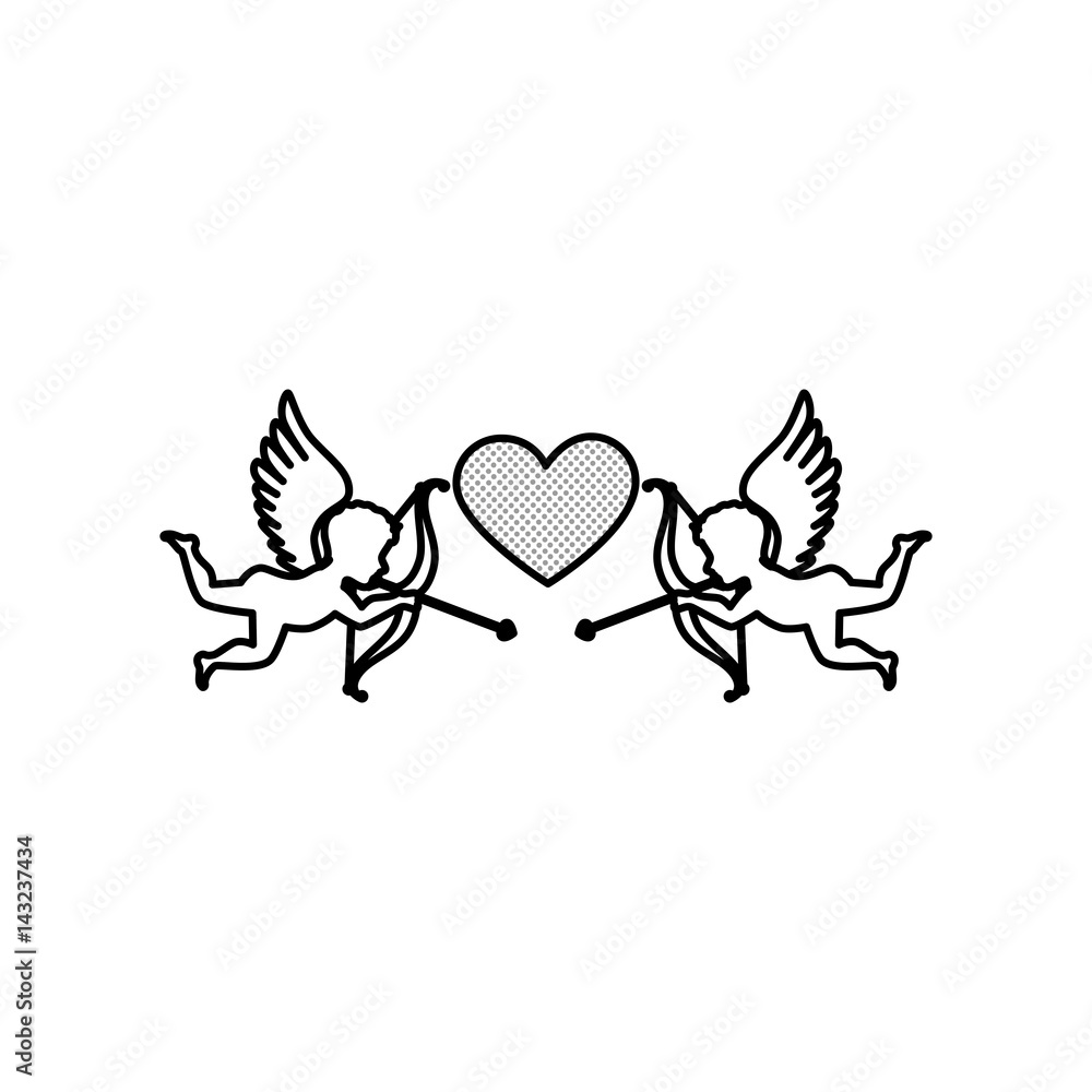 Fototapeta premium love card with cupid angel vector illustration design