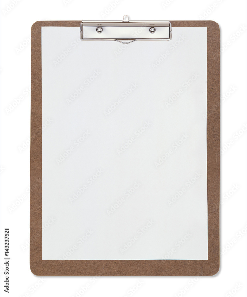 Clipboard and paper isolated on white background with clipping mask.
Clipboard and paper isolated on white background with clipping mask.