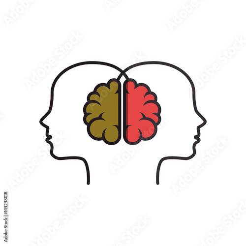 brain human with human profile creative icon vector illustration design