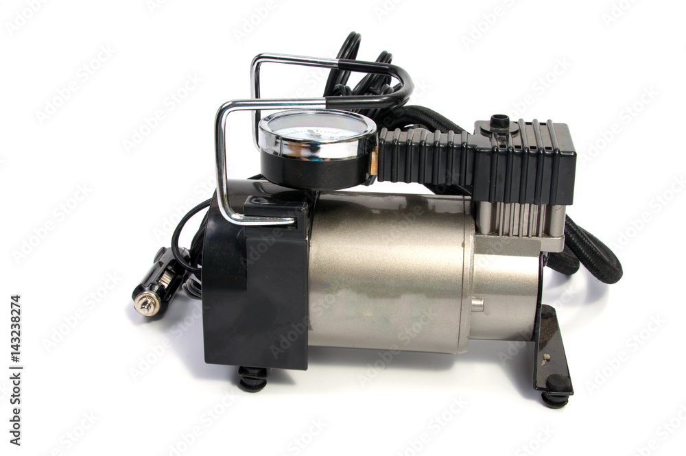 inflating the automobile wheels via a pump inflating the automobile wheels via a pump
