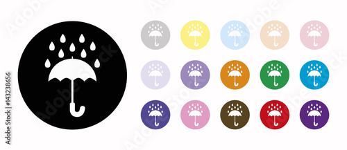 umbrella rain set icons