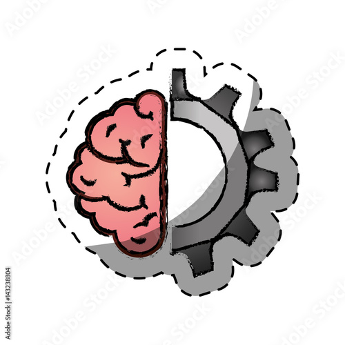 brain human with gear creative icon vector illustration design