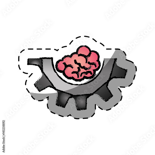 brain human with gear creative icon vector illustration design