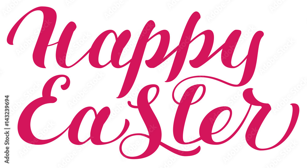 Happy Easter red lettering text for greeting card