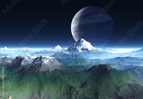 3d Created and Rendered Fantasy Alien Planet Illustration
