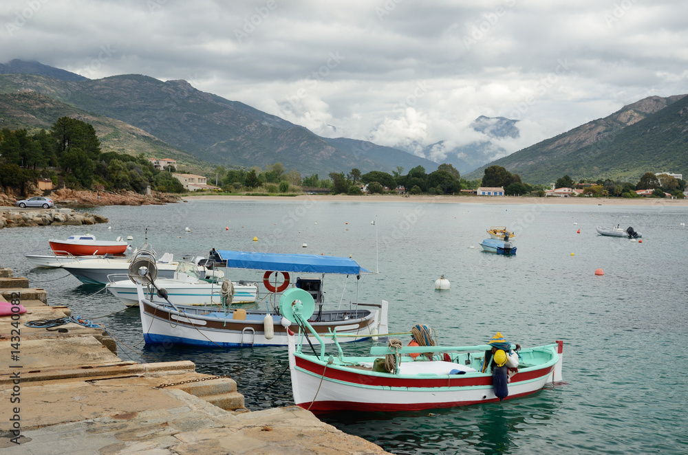 Small fishing boats in the bay of Sagone