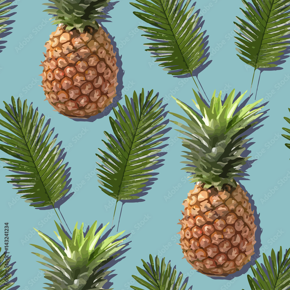Fototapeta premium Seamless vector background, pineapple