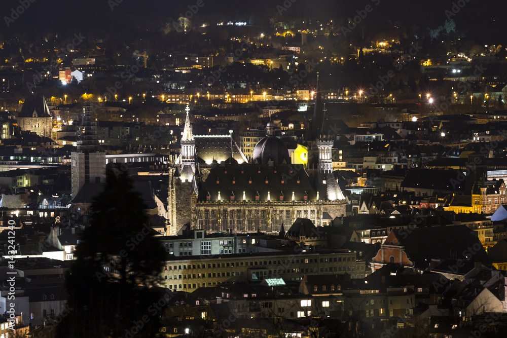 aachen cityscape at night aachen cityscape at night