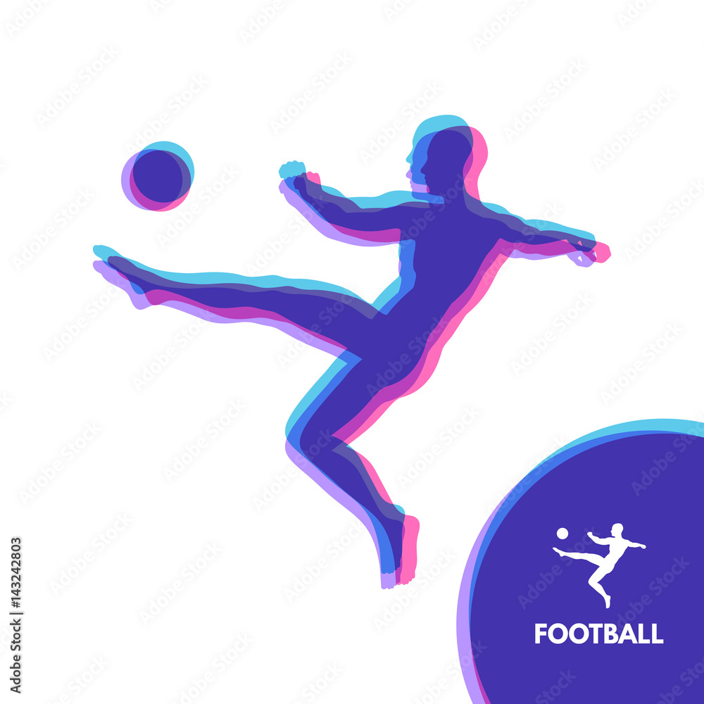 Football player with ball. Sports concept. Design Element. Vector Illustration.