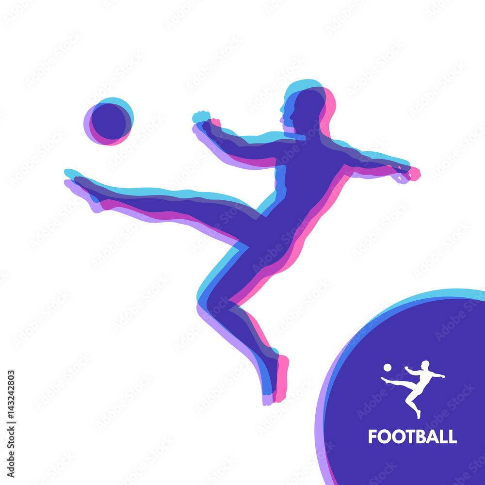 Football player with ball. Sports concept. Design Element. Vector Illustration. Football player with ball. Sports concept. Design Element. Vector Illustration.