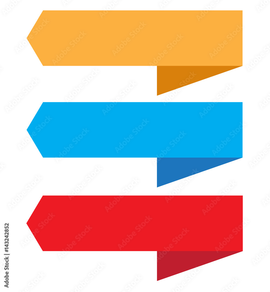 three ribbon banner on white background. three ribbon banner sign. three ribbon banner on white background. three ribbon banner sign.