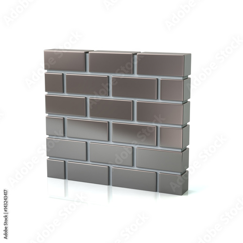 3d illustration of silver brick wall icon