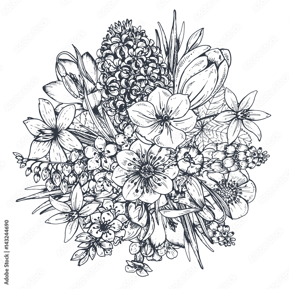 Floral composition. Bouquet with spring flowers. Floral composition. Bouquet with spring flowers.