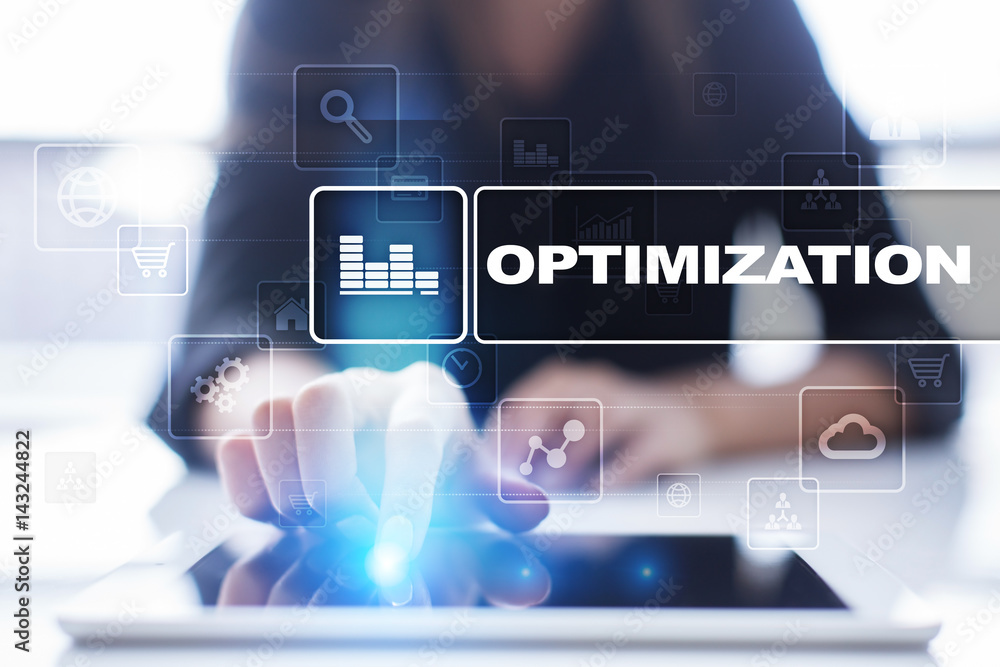 Woman using tablet pc, pressing on virtual screen and selecting optimization. Woman using tablet pc, pressing on virtual screen and selecting optimization.