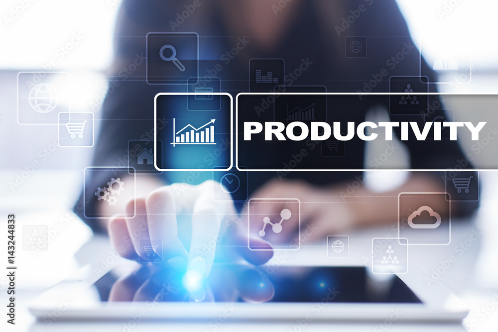 Woman using tablet pc, pressing on virtual screen and selecting productivity. Woman using tablet pc, pressing on virtual screen and selecting productivity.