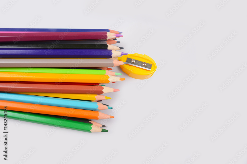 Fototapeta premium Color pencils isolated on white background professionally
