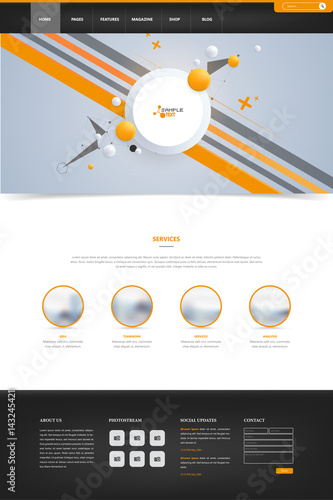 Modern Vector Website Template With Abstract Minimalistic Header Design