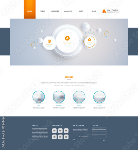 Modern Vector Website Template With Abstract Minimalistic Header Design