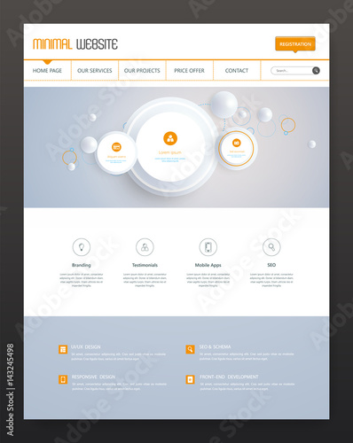 Modern Vector Website Template With Abstract Minimalistic Header Design